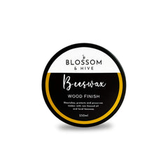 Blossom & Hive beeswax wood finish 250ml container on a white background