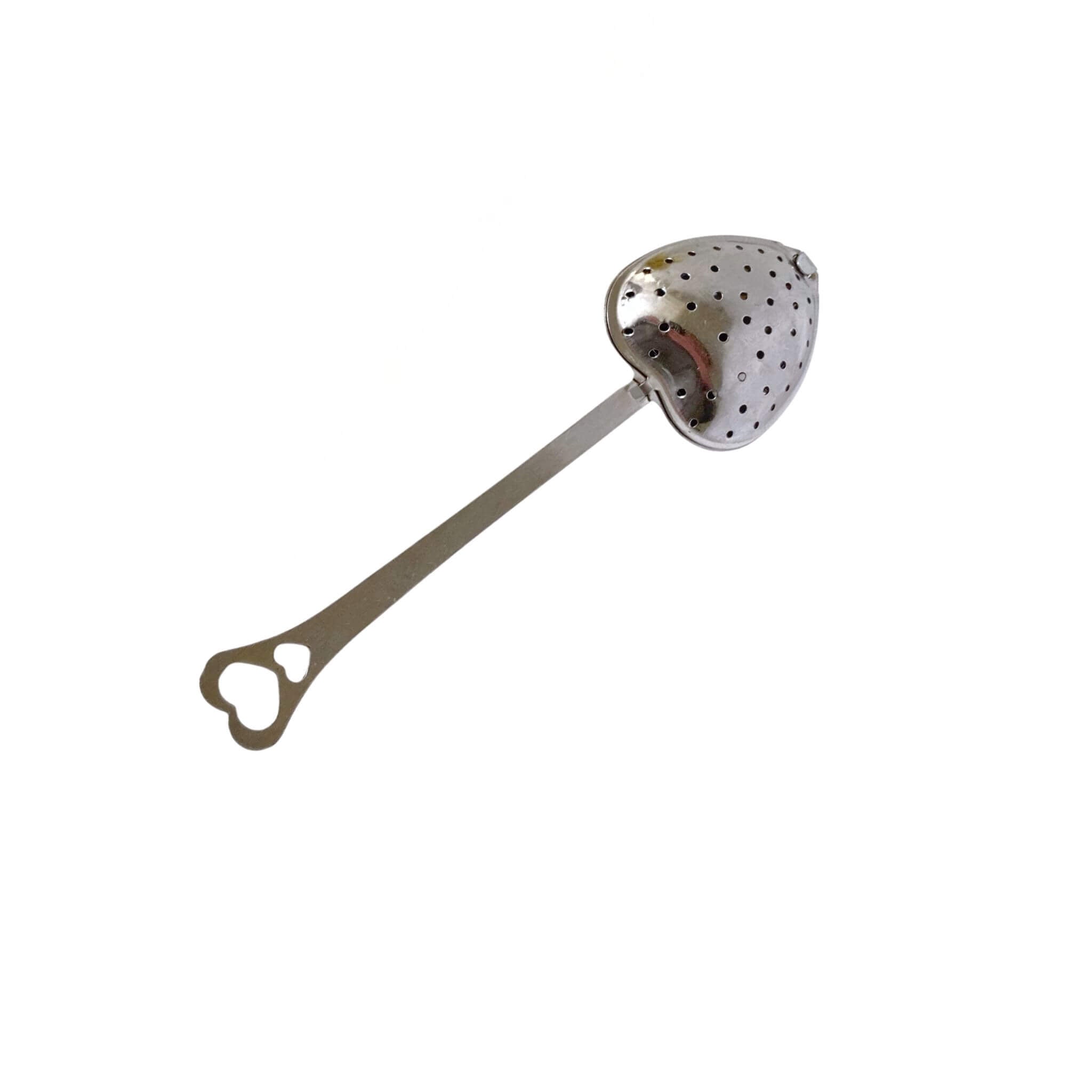 Blossom & Hive stainless steel heart shaped strainer on a white background